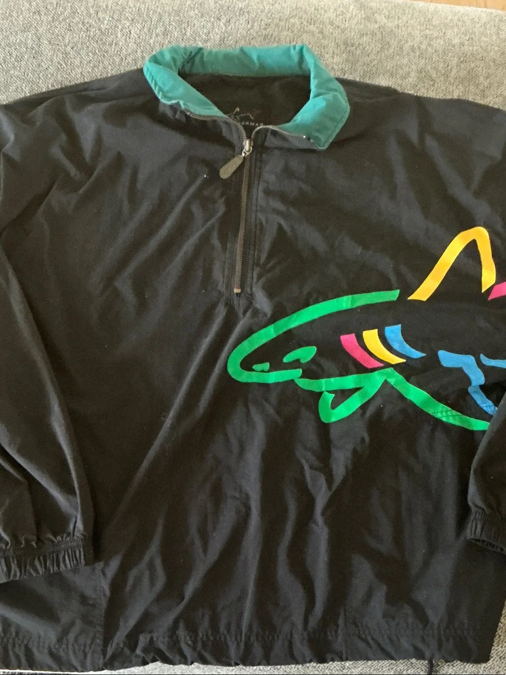 Greg Norman Black Jacket with Multicolor Shark Logo